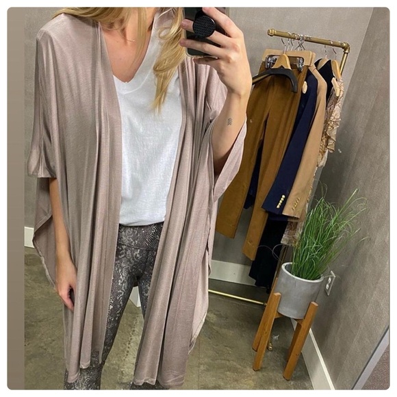 Yana K | Milan Open Front Comfy Lagenlook French Terry Cardigan Mocha | OS - Picture 3 of 13